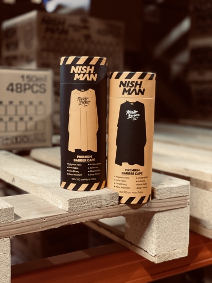 NISH MAN - Pelerina frizerie/coafor MASTER BARBERS - Guler Neopren - Neagra