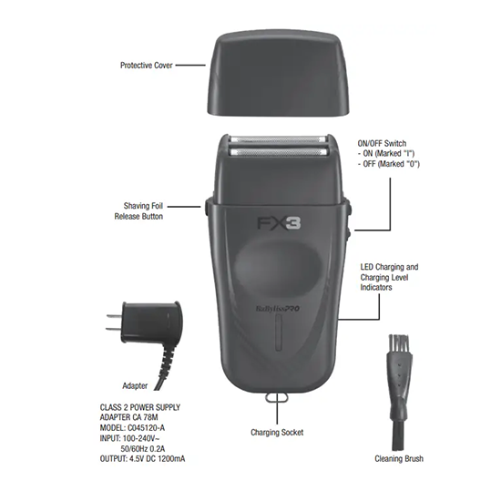 Masina de ras - BABYLISS - HI TORQUE - FX3S - fara fir - Neagra