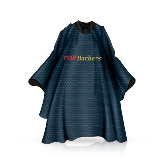 Pelerina - POP BARBERS - frizerie/coafor - Guler Neopren - Inchidere capse - Logo fata