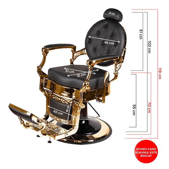 Scaun frizerie - Miami - Negru