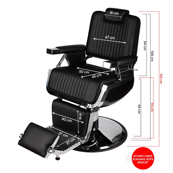 Scaun frizerie - MENOSER - Toronto - Negru