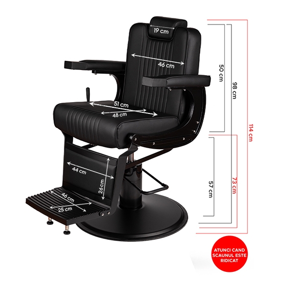Scaun frizerie - MENOSER -  New York - Negru