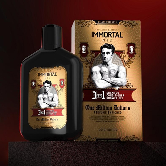Sampon pentru par 3 in 1 (sampon,balsam,gel de dus) - IMMORTAL - One million Dollars- 500 ml