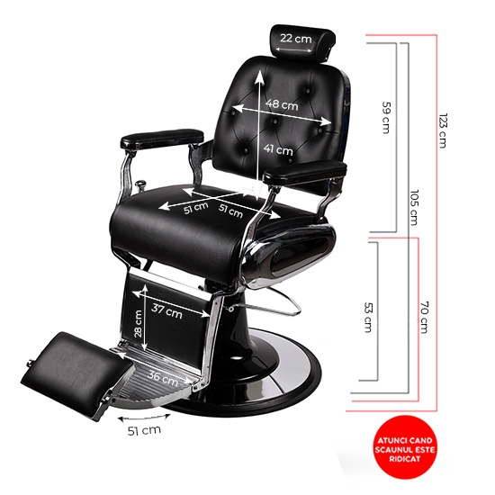Scaun frizerie - MENOSER - Santa Fe - Negru