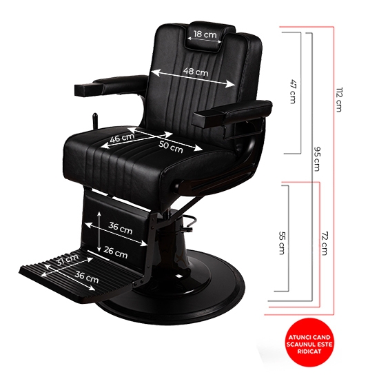 Scaun frizerie - MENOSER - Monterey - Negru