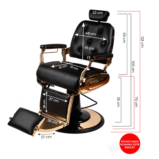 Scaun frizerie - MENOSER - Juarez - Negru