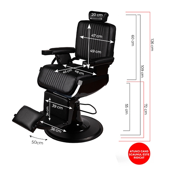 Scaun frizerie - MENOSER - Acapulco - Negru
