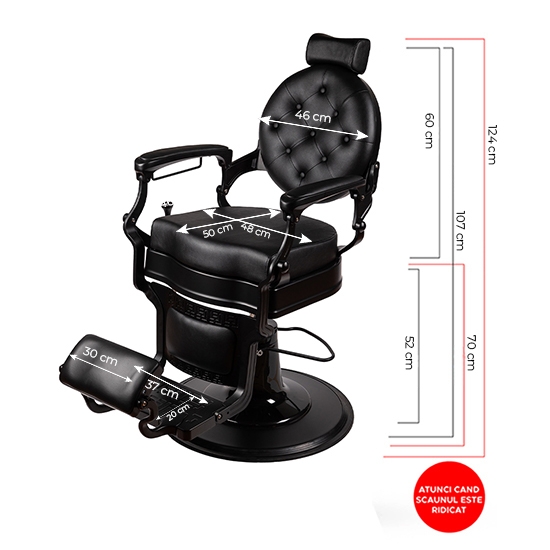 Scaun frizerie - MENOSER - Cordoba - Negru