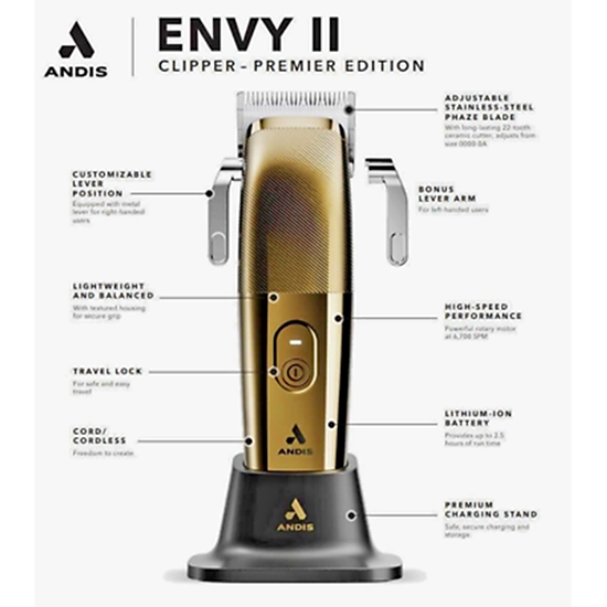 Masina de tuns ANDIS - Envy II - 6.700 SPM - Gold - fara fir 