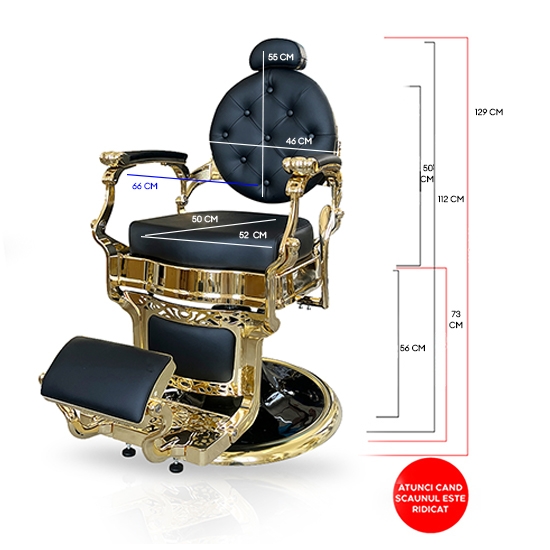 Scaun frizerie - MENOSER - Montreal - Negru 