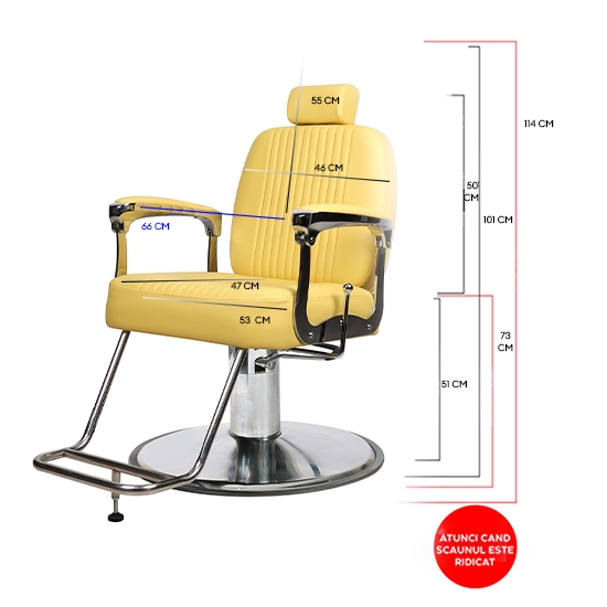 Scaun frizerie - MENOSER - Portland - Galben