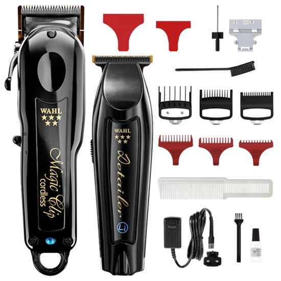 Set combo - WAHL -  Masina de tuns Profesionala Magic Clip Cordless + Masina Contur Detailer Li Negru