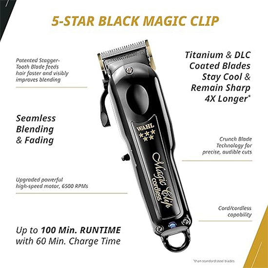 Set combo - WAHL -  Masina de tuns Profesionala Magic Clip Cordless + Masina Contur Detailer Li Negru