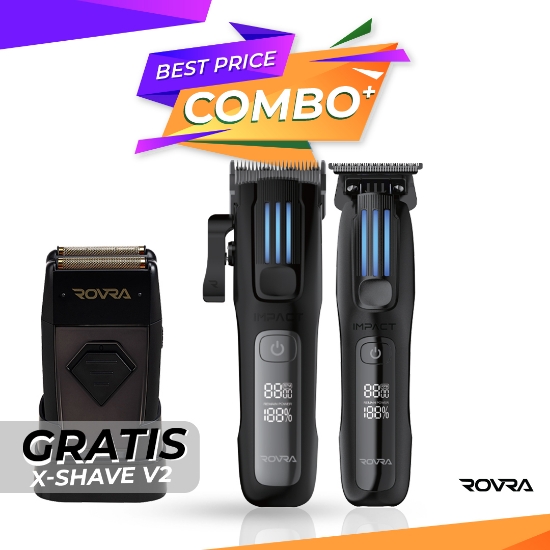 Set combo - ROVRA - Masina de tuns - IMPACT + Masina de contur - IMPACT + SHAVER V2 CADOU
