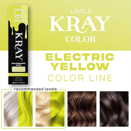 Vopsea semi - permanenta - L3VEL3 -  Galben Electric - 100 ml  