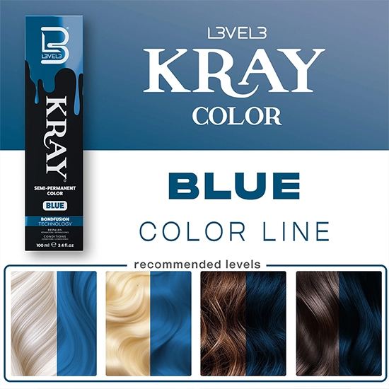 Vopsea semi - permanenta - L3VEL3 -  Albastru - 100 ml