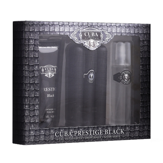 Set - apa de toaleta 90 ml + gel de dus 200 ml + after shave 100 ml - CUBA - pentru barbati - Black