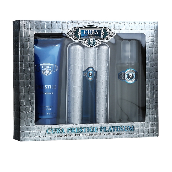 Set - apa de toaleta 90 ml + gel de dus 200 ml + after shave 100 ml - CUBA - pentru barbati - Platinum 