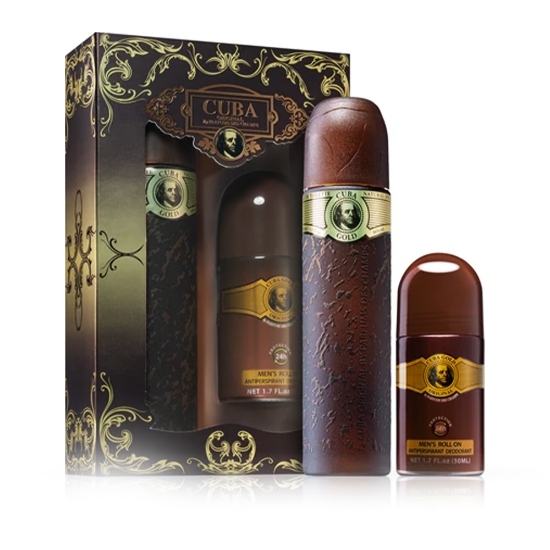Set apa de toaleta + deodorant roll on - CUBA - pentru barbati - Gold