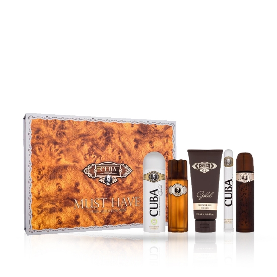 Set - apa de toaleta 35 ml si 100 ml+ gel de dus 200 ml + after shave 100 ml  + deodorant spray 200 ml- CUBA - Must have Gold 
