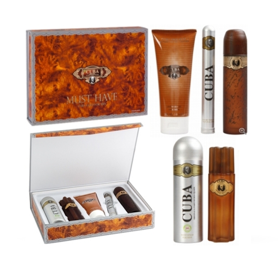 Set - apa de toaleta 35 ml si 100 ml+ gel de dus 200 ml + after shave 100 ml  + deodorant spray 200 ml- CUBA - Must have Gold 