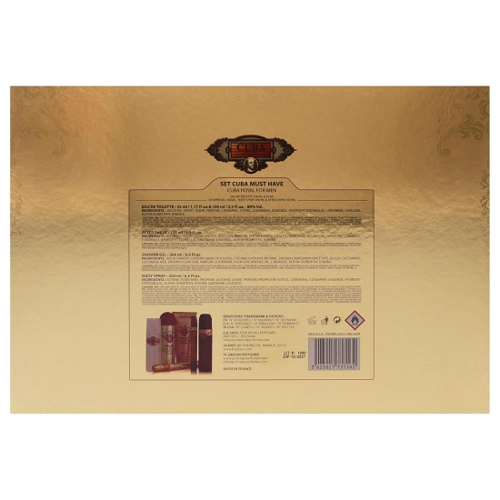 Set - apa de toaleta 35 ml si 100 ml+ gel de dus 200 ml + after shave 100 ml  + deodorant spray 200 ml- CUBA - Must have Royal