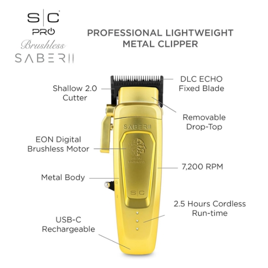 Masina de tuns - STYLECRAFT - Saber II - 7.500 RPM - Gold