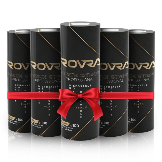 Imagine Pachet promo - Gulere de hartie Rovra pentru frizerie - Negre - set 5 role - 6 buc